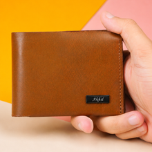 Load image into Gallery viewer, Personalised Handmade Genuine Leather Bi-Fold Wallet for Men – Custom Name Engraved, 4 Card Slots, Cash Pocket( STYLE ID #23)
