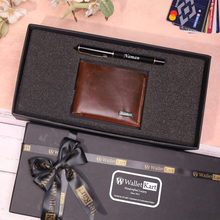 Load image into Gallery viewer, Stylish Handcrafted Leather Wallet and Pen Combo | Premium Personalized Gift Combo for your Loved one&#39;s
