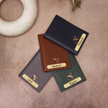Load image into Gallery viewer, Personalized Leather Name Passport Cover with Charm For Family (Pack Of 4)
