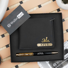 Load image into Gallery viewer, Personalized Men&#39;s Wallet &amp; Pen with Name &amp; Charm
