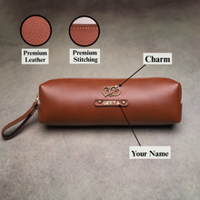 Load image into Gallery viewer, Perfect Gift for corporate &amp; Office – Customized Leather Pouch with Name &amp; Charm
