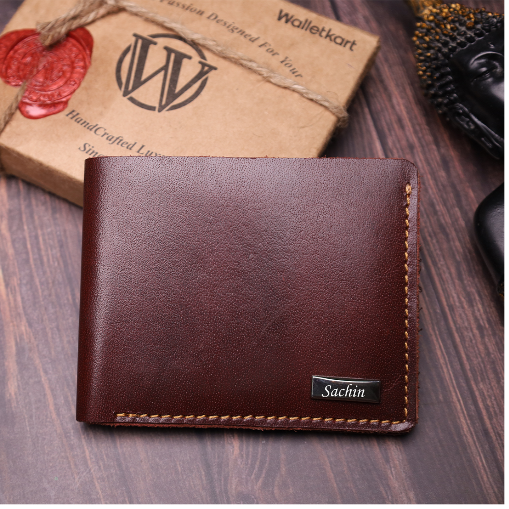 Personalised Handmade Genuine Leather RFID Protected Wallet with Name Engraved | Best Handmade Gift Option for Boyfriend Friend Father (STYLE ID #17)