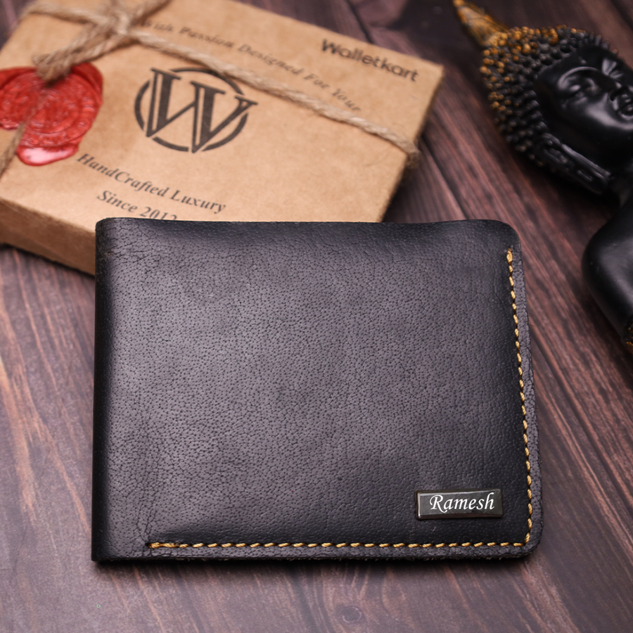 Personalised Handmade Genuine Leather RFID Protected Wallet with Name Engraved | Best Handmade Gift Option for Boyfriend Friend Father (STYLE ID #17)