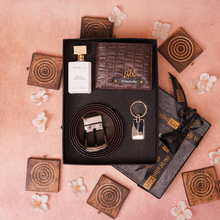 Load image into Gallery viewer, Personalized Crocodile Leather Name Men&#39;s Wallet  Parfume and Belt and Keychain | Best Customized Gift Combo for Boyfriend Husband Father &amp; Son

