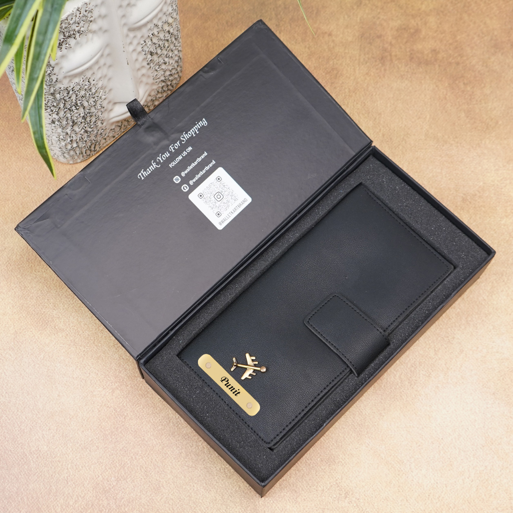 Personalized Travel Wallet with Name & Charm for Men/Women