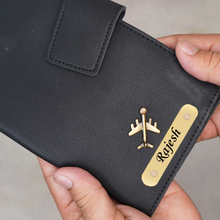 Load image into Gallery viewer, Personalized Travel Wallet with Name &amp; Charm for Men/Women
