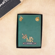Load image into Gallery viewer, Personalized Leather Name MR. Passport Cover with Charm
