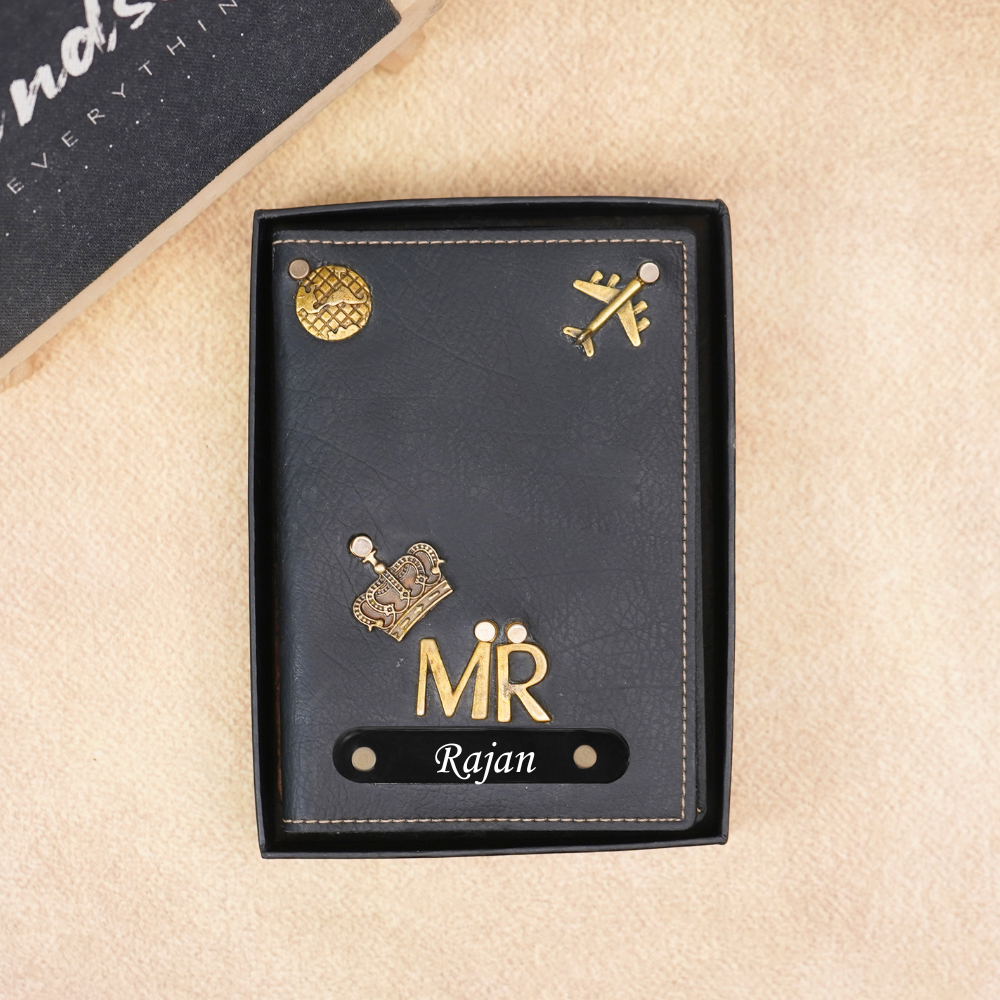 Personalized Leather Name MR. Passport Cover with Charm