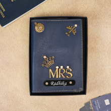 Load image into Gallery viewer, Personalized Leather Name MRS. Passport Cover with Charm
