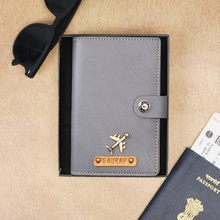 Load image into Gallery viewer, Elegant Leather Passport Cover with Magnetic hook – Customized with Charm &amp; Name embossed on leather strip with hand tool (Handmade Passport Cover)
