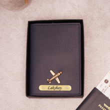Load image into Gallery viewer, Premium Personalized Passport Cover with Name Engarved on Golden Plate
