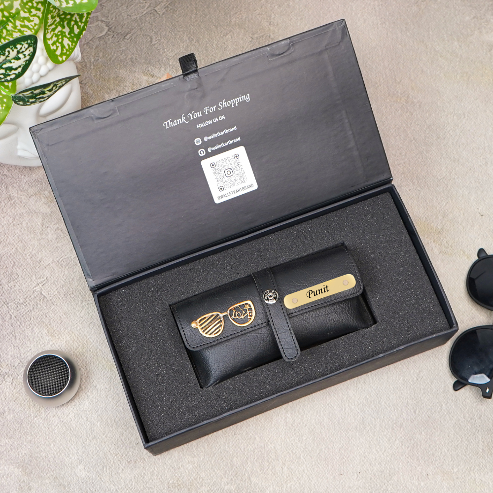 Personalised Leather Name Eyewear Case for Men/Women with Name