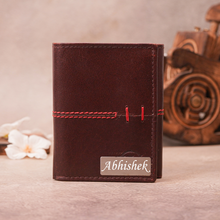 Load image into Gallery viewer, Personalized Genuine Leather Men's Tri Fold Wallet (STYLE ID #11)
