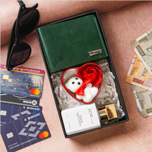 Load image into Gallery viewer, Personalized Handmade Genuine Leather Name Wallet for Men, Perfume &amp; Teddy Bear Combo| Birthday &amp; Anniversary Gift for Boyfriend | Anniversary
