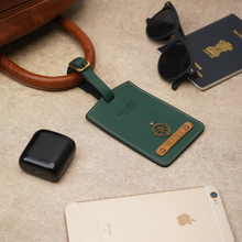 Load image into Gallery viewer, Personalised Luggage Tag with Name Emboss on Leather Strip
