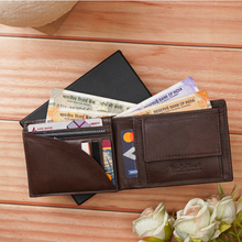 Load image into Gallery viewer, Personalized Genuine Leather Name Men's Wallet Metal Keychain Belt Pen Diary Perfume and  H2GO Bottle |  Customized (7 in 1)  Gift Combo for Boyfriend Friend Husband Father &amp; Son (STYLE ID #21)
