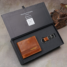 Load image into Gallery viewer, Custom Genuine Leather Men’s  Wallet &amp; Metal Keychain – (STYLE ID #32)
