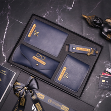 Load image into Gallery viewer, Personalized Leather Name Men&#39;s Wallet Keychain Passport cover And Eyewear case | Customised Gift for Boyfriend Friend Husband father and Son
