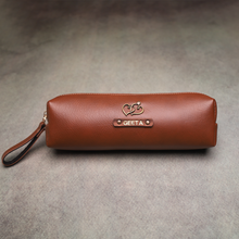Load image into Gallery viewer, Perfect Gift for corporate &amp; Office – Customized Leather Pouch with Name &amp; Charm

