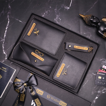 Load image into Gallery viewer, Personalized Leather Name Men&#39;s Wallet Keychain Passport cover And Eyewear case | Customised Gift for Boyfriend Friend Husband father and Son
