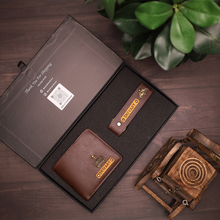 Load image into Gallery viewer, Luxury Personalized Men’s Combo – Wallet &amp; Keychain with Name &amp; Charm
