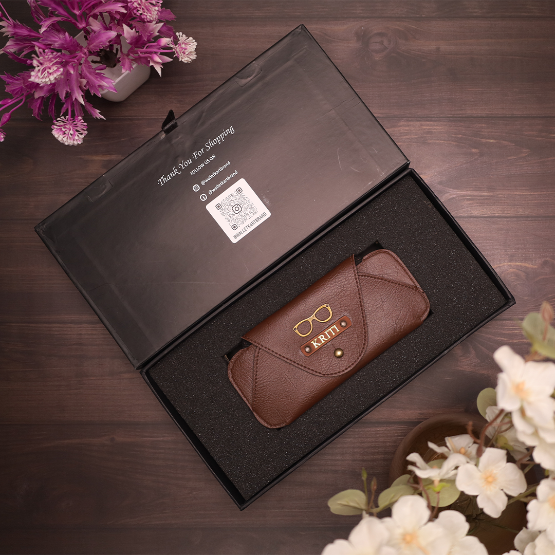 Customised Leather Eyewear Case with Name and Charm