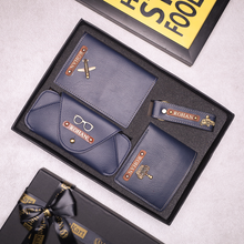 Load image into Gallery viewer, Customized Leather Men&#39;s Wallet Keychain Passport cover And Eyewear case with Name and Charm
