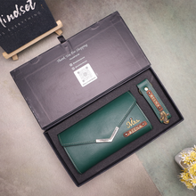 Load image into Gallery viewer, Premium Women’s Gift – Personalized Leather Clutch and Keychain Combo
