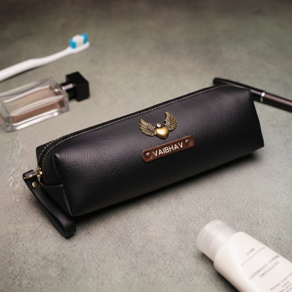 Perfect Gift for corporate & Office – Customized Leather Pouch with Name & Charm