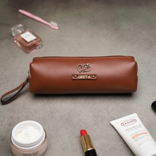 Load image into Gallery viewer, Perfect Gift for corporate &amp; Office – Customized Leather Pouch with Name &amp; Charm
