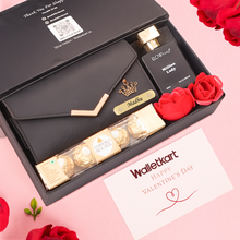 Load image into Gallery viewer, Valentine Special Personalised Gift for Girlfriend Wife – Women's Clutch, Perfume &amp; Chocolates
