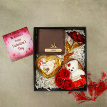 Load image into Gallery viewer, Valentine’s Day Personalized Gift Set for Him – Wallet, Chocolate, Teddy &amp; Rose
