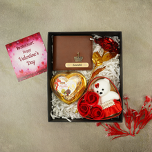 Load image into Gallery viewer, Valentine’s Day Personalized Gift Set for Him – Wallet, Chocolate, Teddy &amp; Rose

