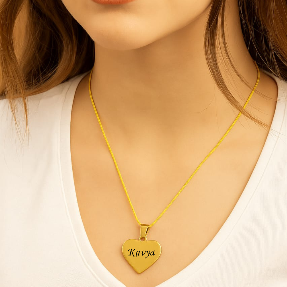 Customized Name stainless steel golden Heart pendant | Best Customized Gift for Girlfriend Friend Wife Mother & Sister