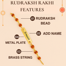 Load image into Gallery viewer, Personalized Leather Name Wallet for Men with Rudraksh Rakhi – A Thoughtful Gift for Brothers

