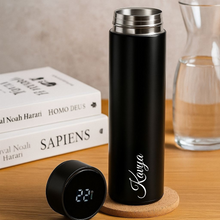 Load image into Gallery viewer, Personalized Black Smart Temperature Water Bottle
