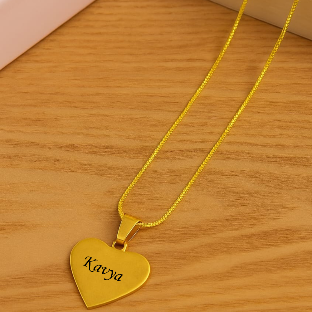 Customized Name stainless steel golden Heart pendant | Best Customized Gift for Girlfriend Friend Wife Mother & Sister