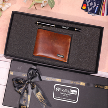 Load image into Gallery viewer, Stylish Handcrafted Leather Wallet and Pen Combo | Premium Personalized Gift Combo for your Loved one&#39;s

