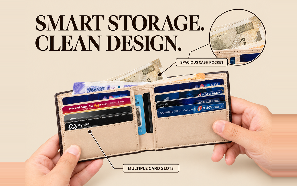 Smart Storage with Multiple Card Slots & Cash Pocket