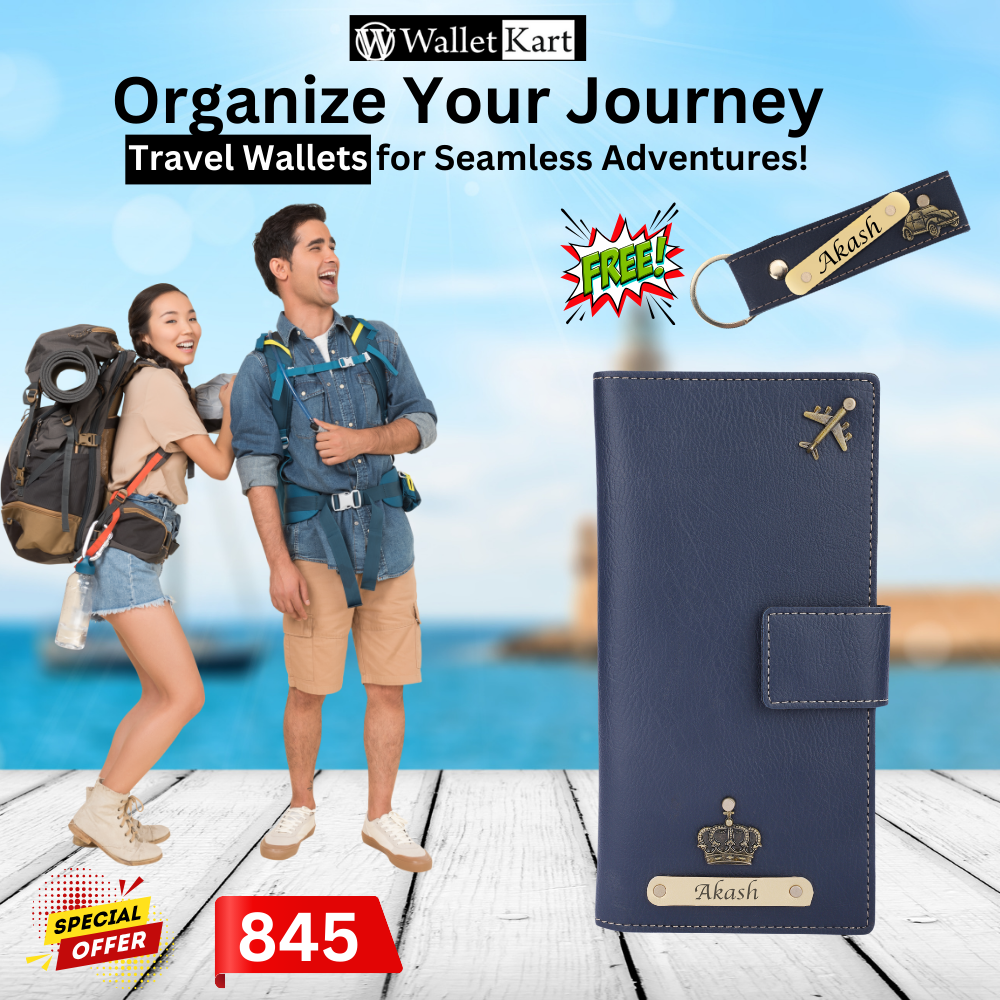 Personalized Travel Wallet with Name & Charm & Get FREE Keychain