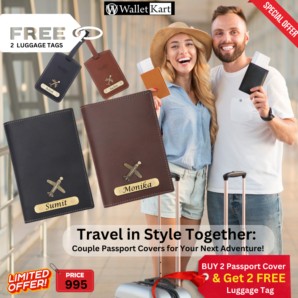 Personalized Couple Passport Cover & Get 2 FREE Luggage Tag (Pack Of 4)
