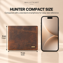 Load image into Gallery viewer, Hunter Genuine Leather RFID Protected Bifold Wallet for Men | 8 Card Slots, Flip ID Window &amp; Coin Pocket (STYLE ID #24)
