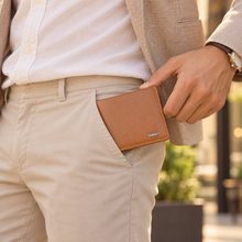 Load image into Gallery viewer, Genuine Crunch Leather Men's Wallet &amp; Belt Combo, Premium Slim Bifold Wallet with Cash Pocket, Card Slots &amp; Matching Leather Belt (STYLE ID #29)
