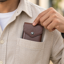 Load image into Gallery viewer, Slim Vegan Leather Pull-Tab Card Holder Wallet for Men &amp; Women | 8 Card Capacity (5 Quick-Access Pull-Tab Slots + 3 Inner Card Slots), Cash Pocket, Button Closure(STYLE ID #43)
