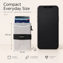Load image into Gallery viewer, Walletkart RFID Blocking Metal Card Holder Wallet for Men | Slim Pop-Up Card Wallet with Cash Strap | Silver (STYLE ID #38S)

