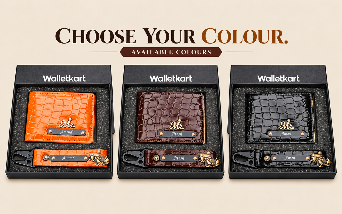 Choose Your Perfect Colour – Personalized Wallet & Keychain Set