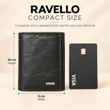 Load image into Gallery viewer, RAVELLO Premium Genuine Leather RFID Blocking Tri-Fold Men's Wallet – 7 Card Slots, 2 ID Windows, Magnetic Closure (STYLE ID #47)
