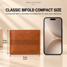 Load image into Gallery viewer, Leather Wallet &amp; Belt Combo for Men, Tan RFID Wallet, Black &amp; Brown Reversible Belt, 6 Card Slots (STYLE ID #15)
