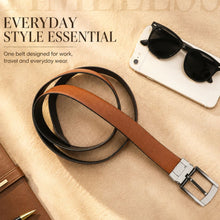 Load image into Gallery viewer, Leather Wallet &amp; Belt Combo for Men, Tan RFID Wallet, Black &amp; Brown Reversible Belt, 6 Card Slots (STYLE ID #15)
