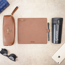 Load image into Gallery viewer, Customised Leather Leather Pouch, Travel Mug,Pen &amp; Mouse Pad | Customized with Name &amp; Charm
